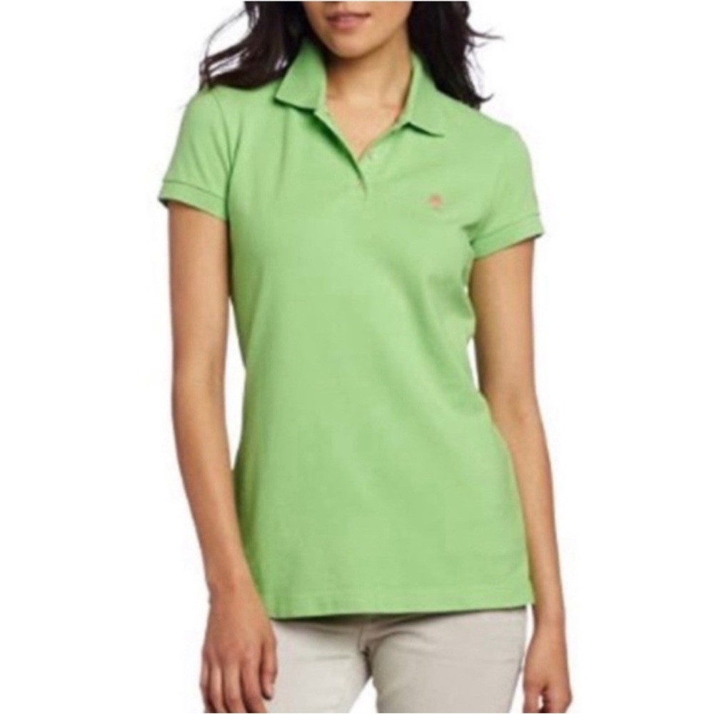 LILLY PULITZER Island Polo Lime Green w/ Pink Accents Button Up S